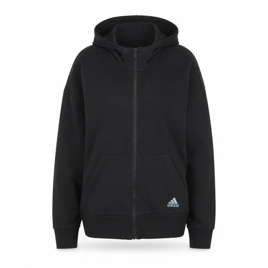 Front view of Adidas women’s black, size UK 10, full zip hoodie sweatshirt