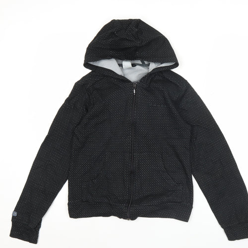 Adidas Womens Black Hoodie Size 8 Full Zip Sports Jacket