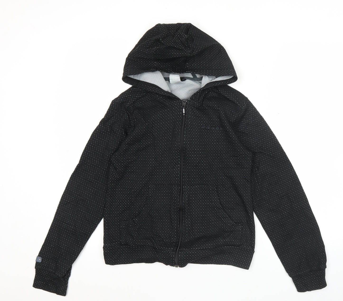 Adidas Womens Black Hoodie Size 8 Full Zip Sports Jacket