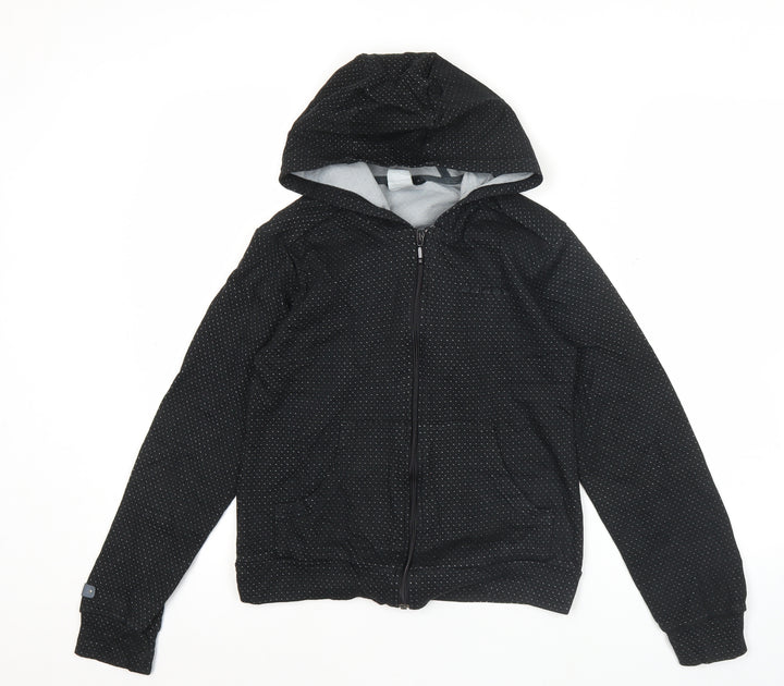 Adidas Womens Black Hoodie Size 8 Full Zip Sports Jacket