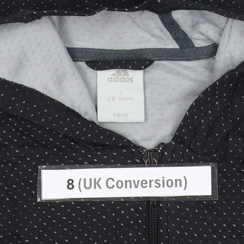 Adidas Womens Black Hoodie Size 8 Full Zip Sports Jacket