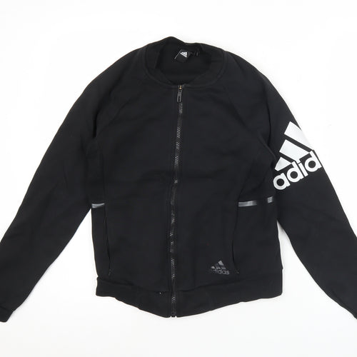 Adidas Womens Black Size 6 Track Jacket Full Zip Reflective Sportswear
