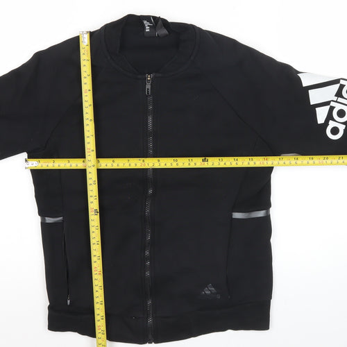 Adidas Womens Black Size 6 Track Jacket Full Zip Reflective Sportswear