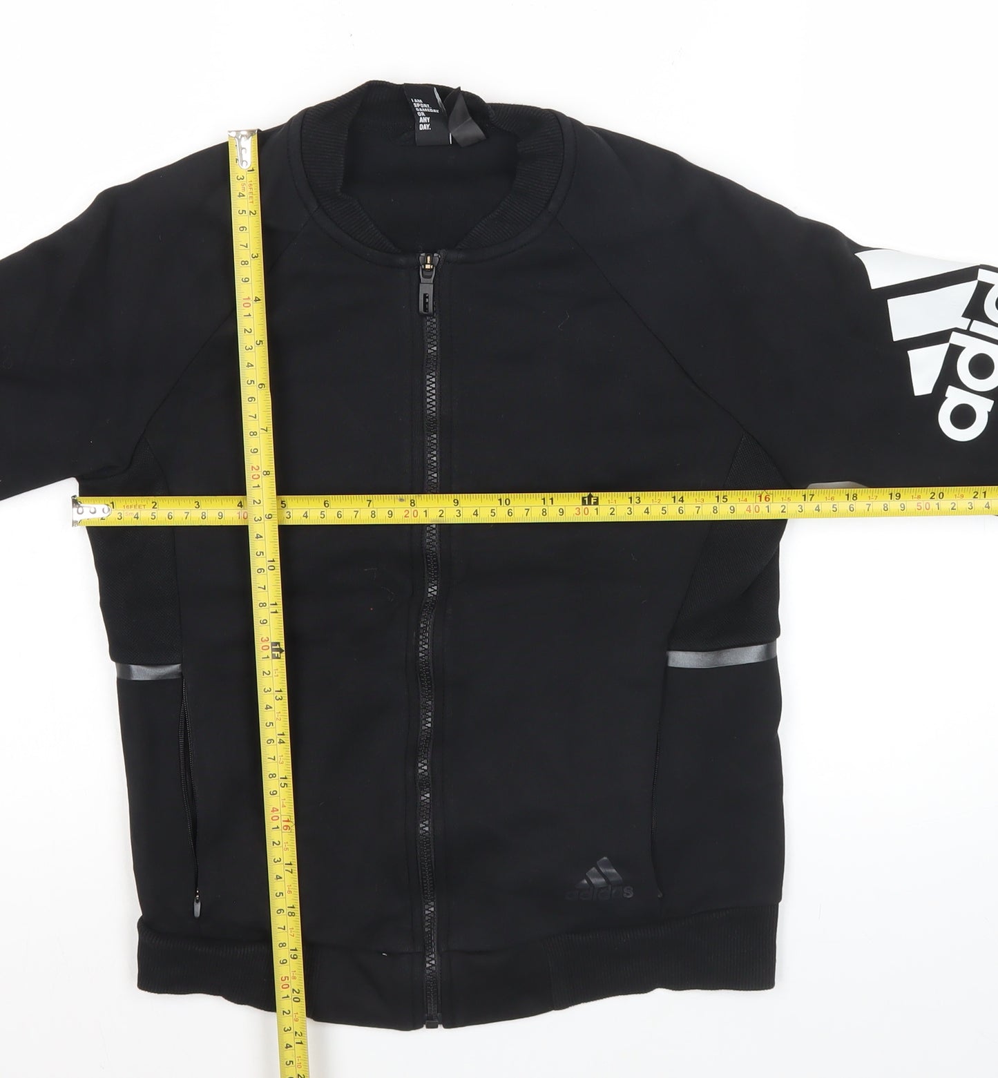 Adidas Womens Black Size 6 Track Jacket Full Zip Reflective Sportswear