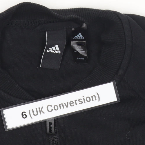 Adidas Womens Black Size 6 Track Jacket Full Zip Reflective Sportswear