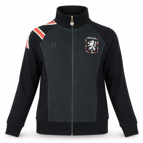 Kappa Womens Black Track Jacket Size 6 Slim Fit Full Zip England Design