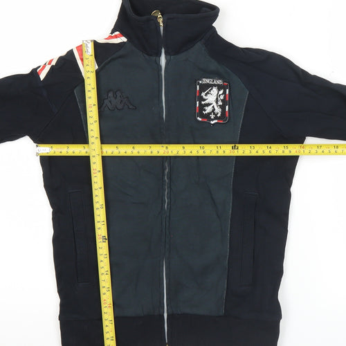 Kappa Womens Black Track Jacket Size 6 Slim Fit Full Zip England Design