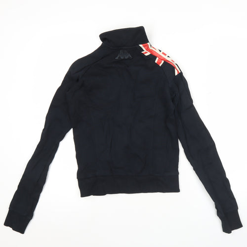 Kappa Womens Black Track Jacket Size 6 Slim Fit Full Zip England Design