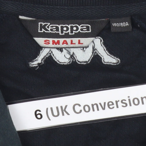 Kappa Womens Black Track Jacket Size 6 Slim Fit Full Zip England Design