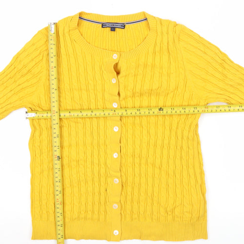 Tommy Hilfiger Womens Yellow Cotton Cardigan Jumper Size S