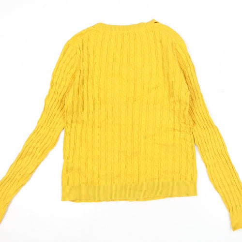 Tommy Hilfiger Womens Yellow Cotton Cardigan Jumper Size S