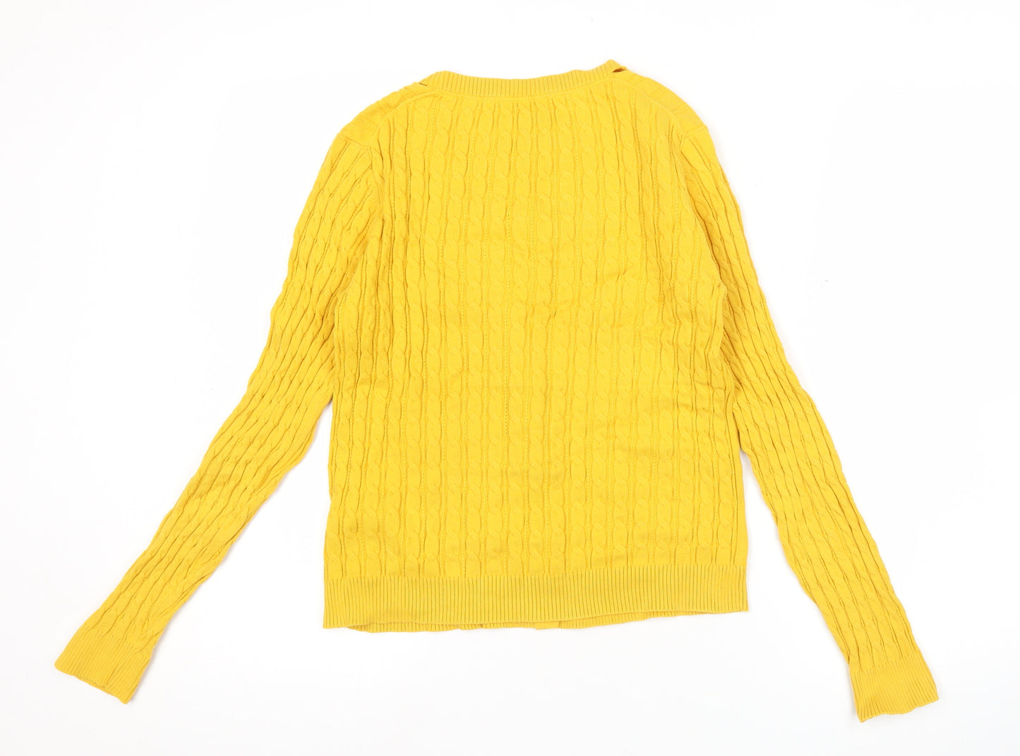 Tommy Hilfiger Womens Yellow Cotton Cardigan Jumper Size S