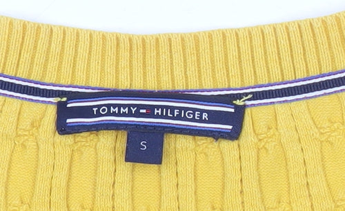 Tommy Hilfiger Womens Yellow Cotton Cardigan Jumper Size S