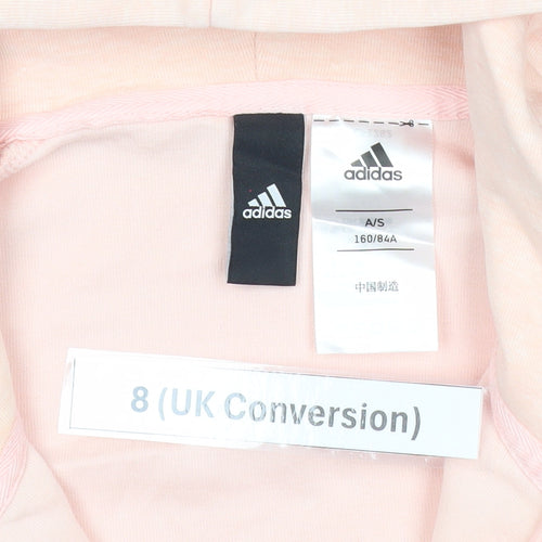 Adidas Womens Pink Hoodie Size 8 Full Zip Cotton Blend Sportswear
