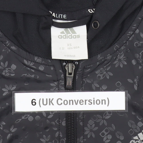 Adidas Womens Black Size 6 Full Zip Hooded Sports Hoodie Jacket