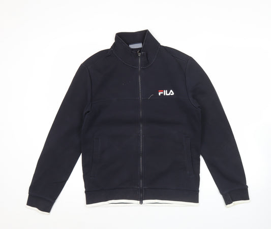 Fila Womens Black Track Jacket UK 10 Slim Fit Full Zip Sportswear
