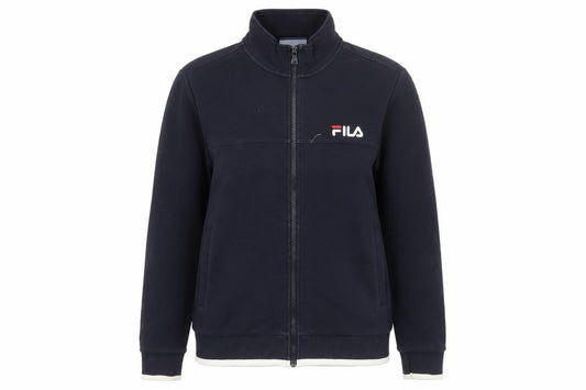 Front view of Fila women’s black track jacket uk 10 slim fit full zip sportswear