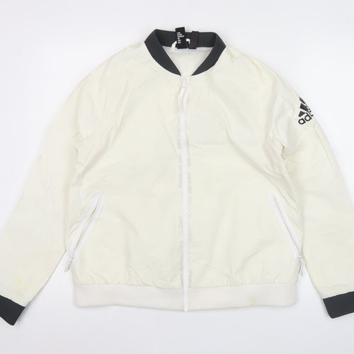 Adidas Womens Ivory Size 12 Full Zip Training Jacket
