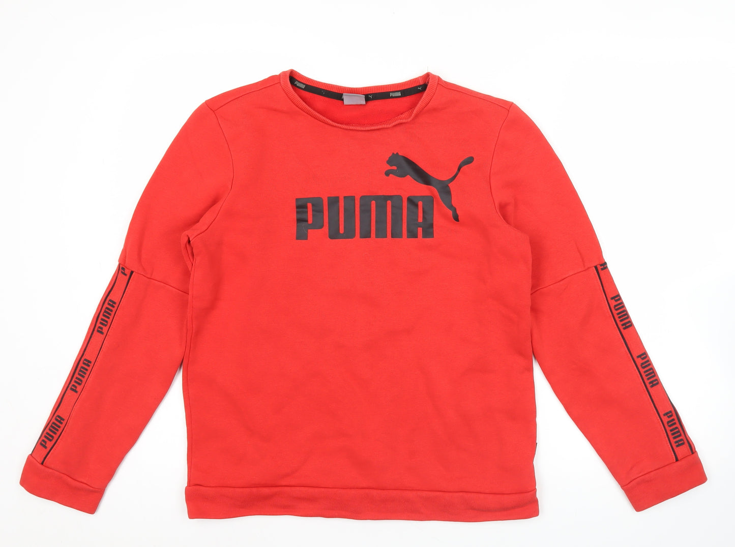 Puma Boys Red Sweatshirt 13-14 Years Crew Neck Pullover Logo Print