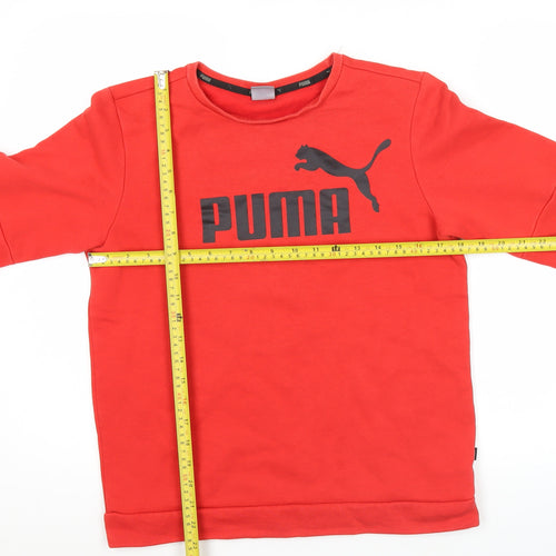 Puma Boys Red Sweatshirt 13-14 Years Crew Neck Pullover Logo Print