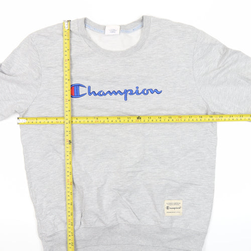 Champion Mens Grey XL Pullover Sweatshirt Crew Neck Logo Jumper