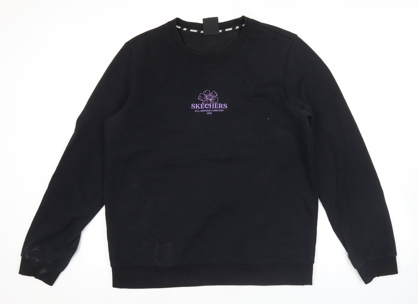 Skechers Womens Black Sweatshirt UK 12 Regular Fit Cotton Blend