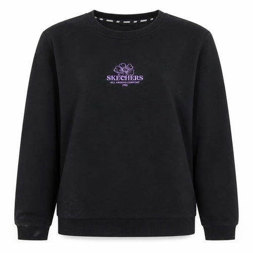 Skechers Womens Black Sweatshirt UK 12 Regular Fit Cotton Blend