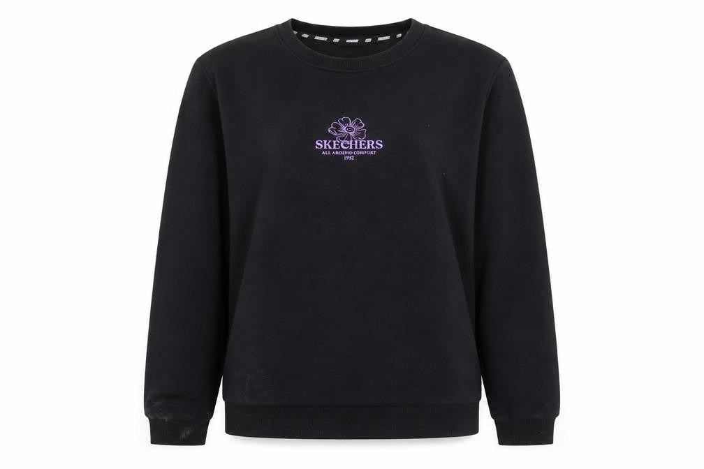 Skechers Womens Black Sweatshirt UK 12 Regular Fit Cotton Blend