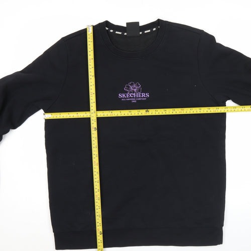 Skechers Womens Black Sweatshirt UK 12 Regular Fit Cotton Blend