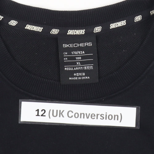 Skechers Womens Black Sweatshirt UK 12 Regular Fit Cotton Blend