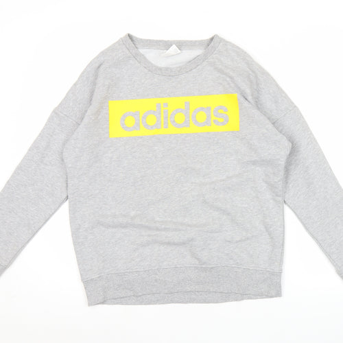Adidas Women’s Grey Sweatshirt Medium Logo Crew Neck Long Sleeve