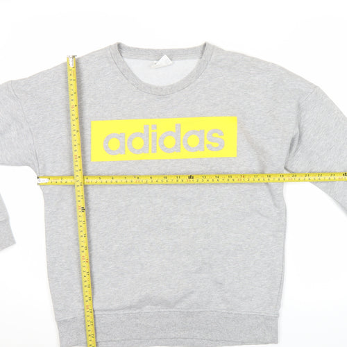 Adidas Women’s Grey Sweatshirt Medium Logo Crew Neck Long Sleeve