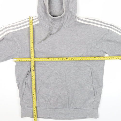 Adidas Mens Grey Pullover Hoodie Size M Sports Casual Hooded Sweatshirt