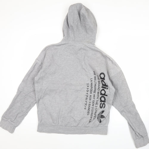 Adidas Mens Grey Pullover Hoodie Size M Sports Casual Hooded Sweatshirt