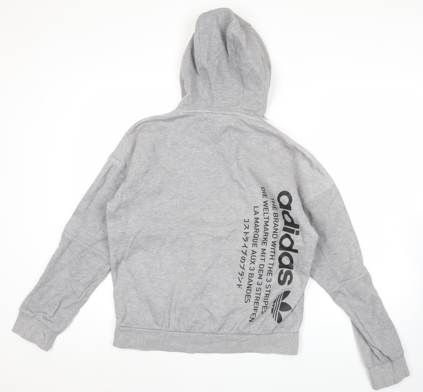 Adidas Mens Grey Pullover Hoodie Size M Sports Casual Hooded Sweatshirt