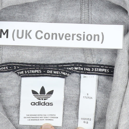 Adidas Mens Grey Pullover Hoodie Size M Sports Casual Hooded Sweatshirt