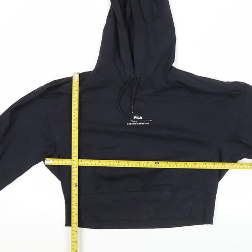 Fila Women’s Black Pullover Hoodie Size 8 Graphic Logo Hooded Sweatshirt