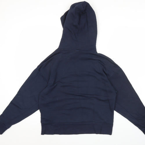 Puma Womens XS Blue Pullover Hoodie Graphic Logo Sweatshirt