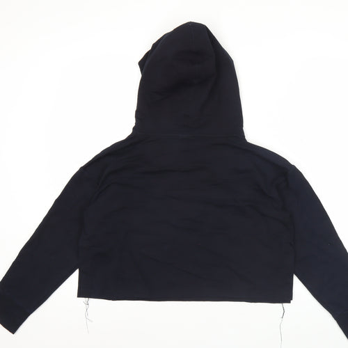 Puma Womens Black Pullover Hoodie S Logo Print Cotton Blend