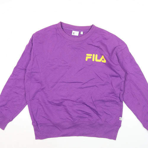 Fila Womens Purple Logo Sweatshirt Size 10 UK Crew Neck Pullover