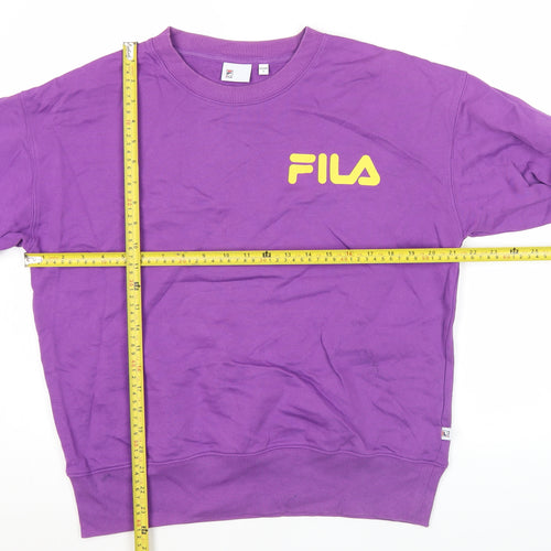 Fila Womens Purple Logo Sweatshirt Size 10 UK Crew Neck Pullover
