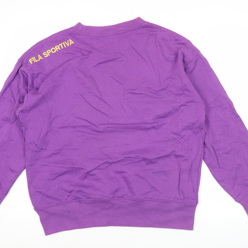 Fila Womens Purple Logo Sweatshirt Size 10 UK Crew Neck Pullover