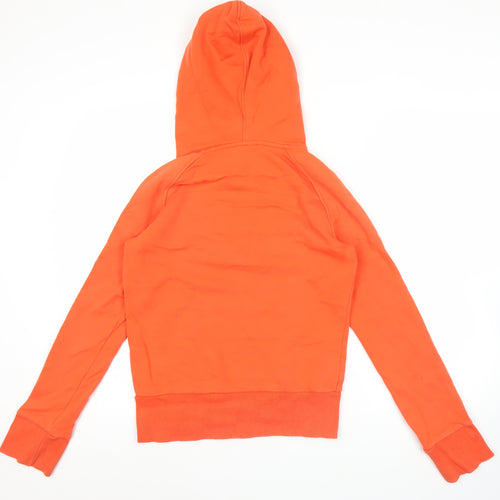 Puma Womens Orange Hoodie M Pullover Cotton Blend Logo Sportswear