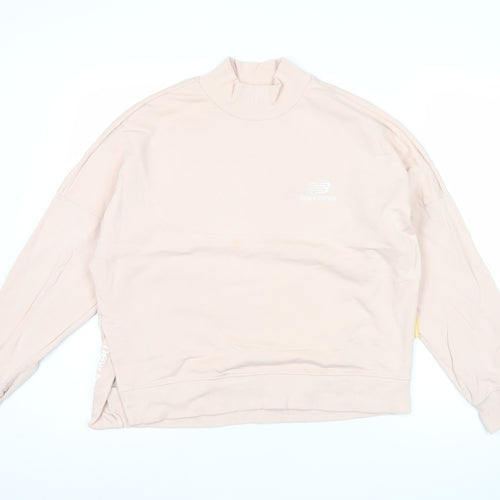 New Balance Womens Pink Sweatshirt Small Logo Print Casual