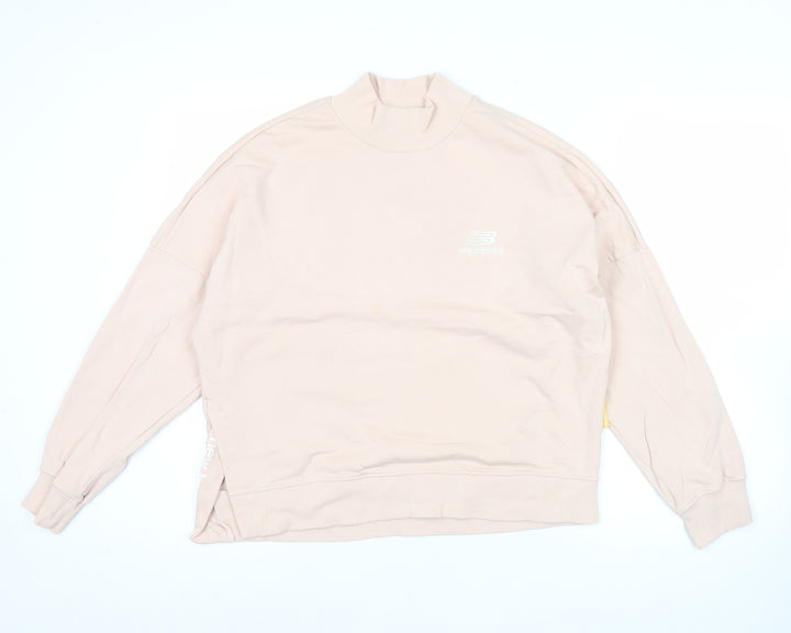 New Balance Womens Pink Sweatshirt Small Logo Print Casual