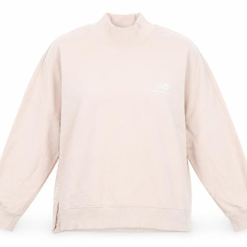 New Balance Womens Pink Sweatshirt Small Logo Print Casual