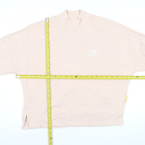 New Balance Womens Pink Sweatshirt Small Logo Print Casual