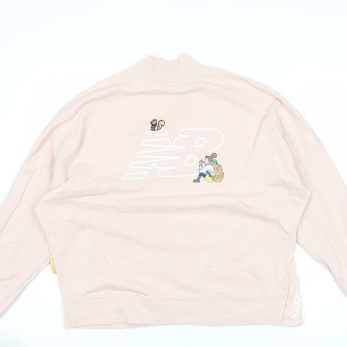 New Balance Womens Pink Sweatshirt Small Logo Print Casual