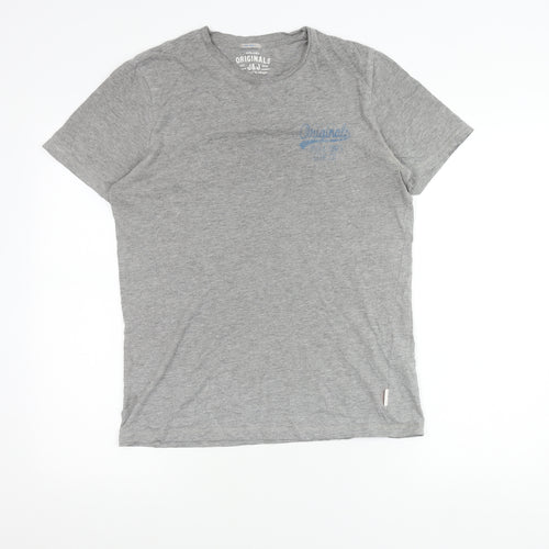 Jack & Jones Mens Grey Small Short Sleeve Crew Neck T-Shirt