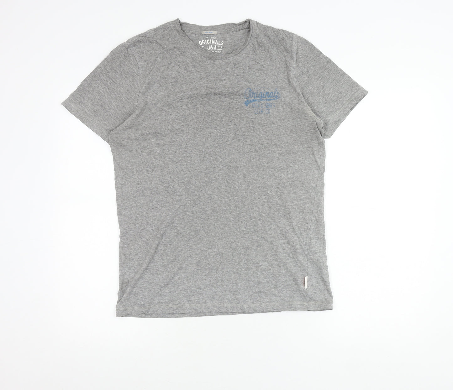 Jack & Jones Mens Grey Small Short Sleeve Crew Neck T-Shirt